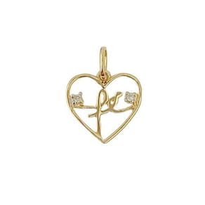 Pingente Coração Fé 2 Diamantes Em Ouro18K