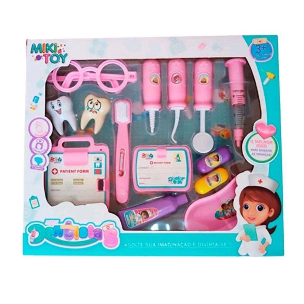 BRINQUEDO KIT DENTISTA GRANDE PARA MENINAS ROSA - FÊNIX