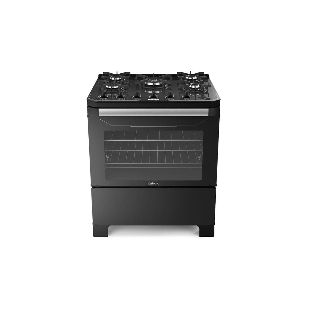 Fogão 5 Bocas Tripla Chama Mesa de Vidro Automático Bivolt Itamaster Itatiaia Preto