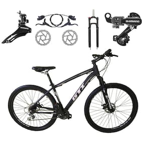 Bicicleta Aro 29 GTI Roma Shimano 24v K7 Freio a Disco Hidráulico Garfo Com Trava - Preto\Cinza