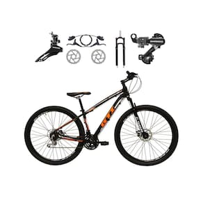 Bicicleta Aro 29 GTI Roma Shimano 24v K7 Freio a Disco Hidráulico Garfo Com Trava - Preto\Laranja
