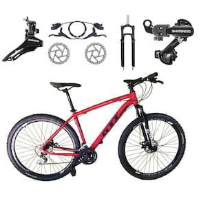 Bicicleta Aro 29 GTI Roma Shimano 24v K7 Freio a Disco Hidráulico Garfo Com Trava - Vermelho