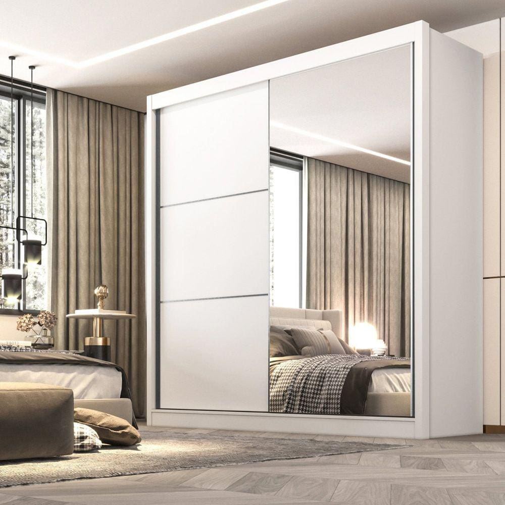 Guarda Roupa Casal 2 Portas 6 Gavetas 100% MDF Coliseu Branco
