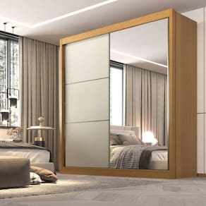 Guarda Roupa Casal 2 Portas 6 Gavetas 100% MDF Coliseu Cinamomo/Off White