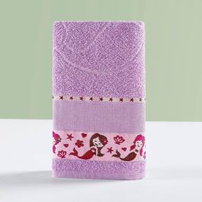 Toalha Infantil Happy World 1,15M X 75Cm Tecido 100% Algodão Macio - Lilás Sereia
