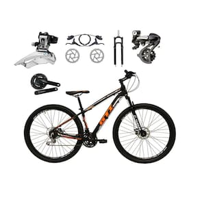Bicicleta Aro 29 GTI Roma Câmbios Shimano Altus 24v K7 Alumínio Freios Hidráulicos Garfo Com Trava - Preto\Laranja