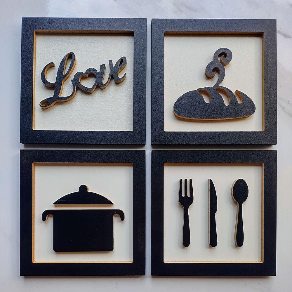 4 Quadros Decorativos Cantinho do Café Coffee Love Casa Copa