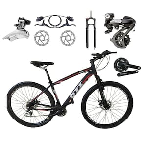 Bicicleta Aro 29 GTI Roma Câmbios Shimano Altus 24v K7 Alumínio Freios Hidráulicos Garfo Com Trava - Preto\Vermelho
