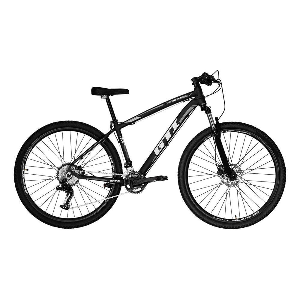 Bicicleta Aro 29 GTI Roma 2x9 Freios Hidráulicos Garfo Com Trava 18v Alumínio - Preto\Cinza