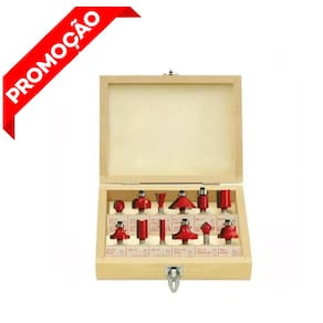 Kit Jogo Fresas Para Tupia Madeira 12 Peça Haste 6,35mm 1/4"