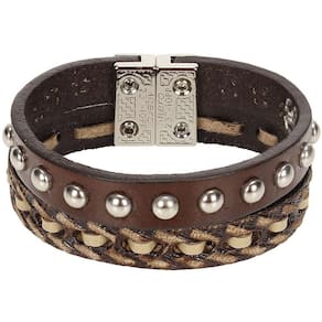 Pulseira Fabricada em Couro Bordado com Rebites - Pyramid Country 16968