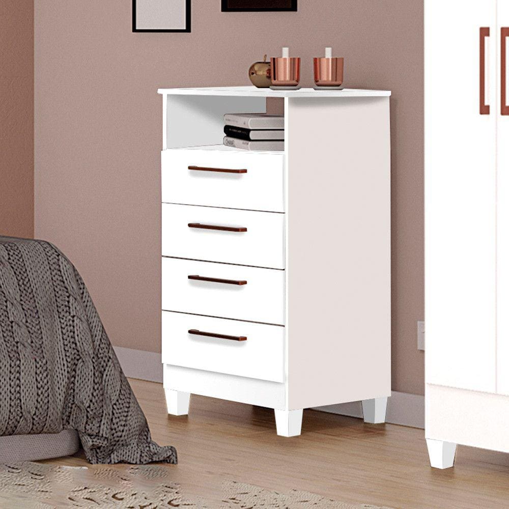Cômoda Star 4 Gavetas em MDF com Deck e Pés Tuboarte