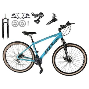 Bicicleta Aro 29 Gti Roma 24v K7 Câmbios Shimano Freio Hidráulico Garfo com Trava com Pneu Faixa Bege - Azul