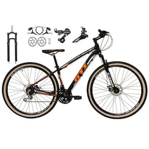 Bicicleta Aro 29 Gti Roma 24v K7 Câmbios Shimano Freio Hidráulico Garfo com Trava com Pneu Faixa Bege -Preto\Laranja