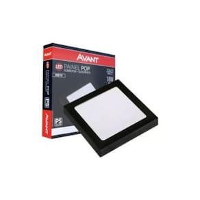 Painel Led Avant Sobrepor 18w 6500k Bivolt Preto 10 Uni.