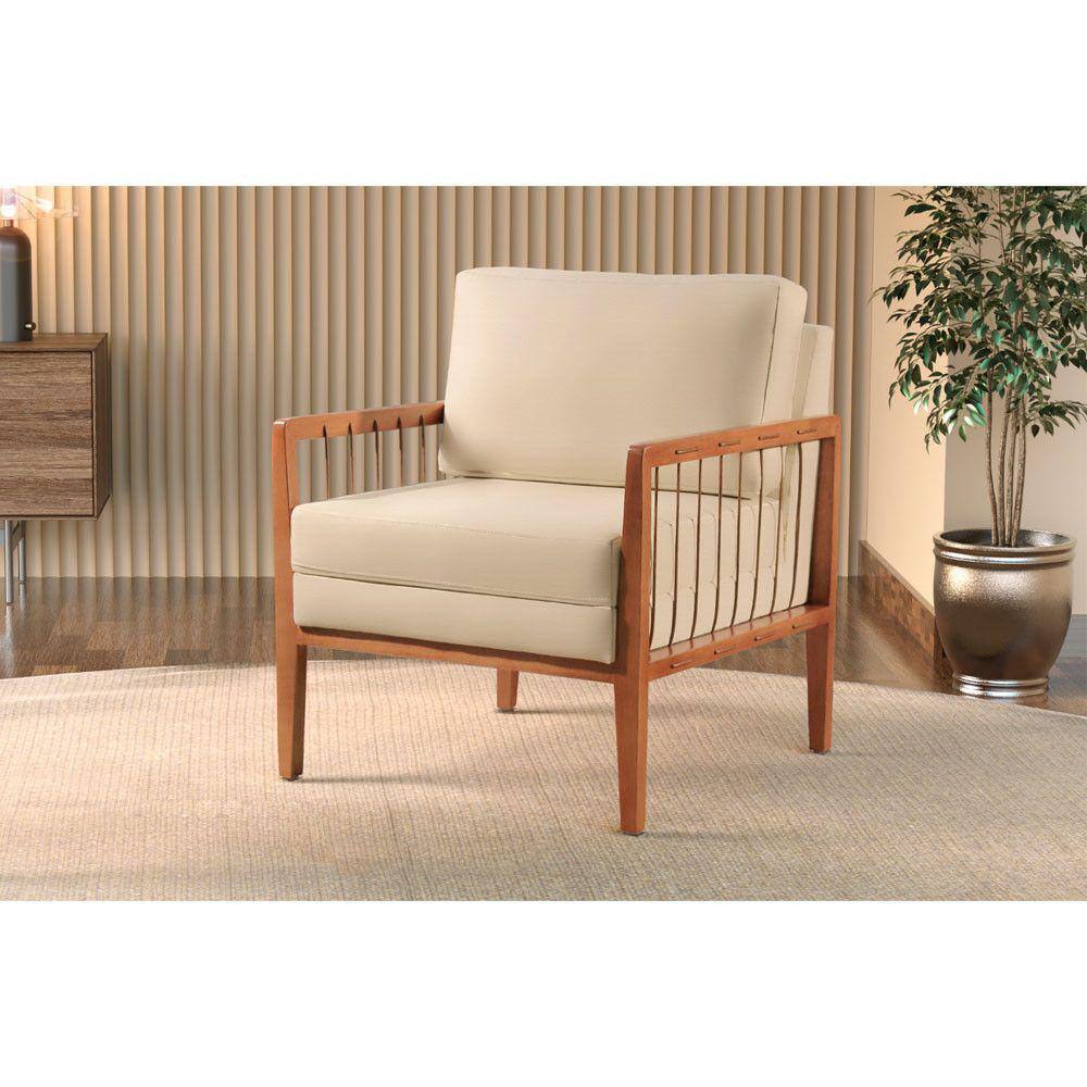 Poltrona Decorativa Gael Base Madeira Maciça Castellar Móbile