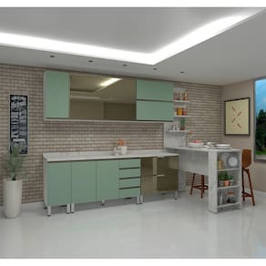 Cozinha 9 Pçs Branco Com Verde Branco Com Verde