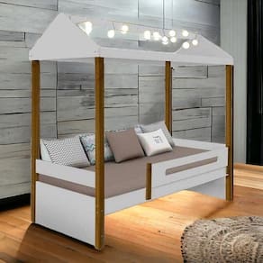 Cama Casinha Lara Branca com LED e Colchão