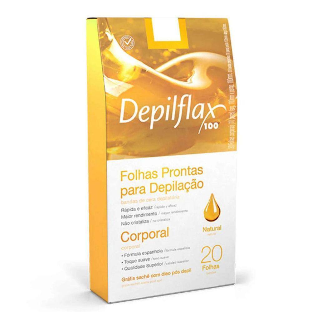Folhas Prontas Depilflax Para Depilação Corporal Natural C/20
