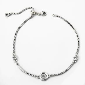 Pulseira Básica O Coroa Com Ajuste De Tamanho Prata 925