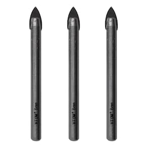 Kit 3 Brocas Para Vidro 8Mm Porcelanato Cerâmica Metal Duro