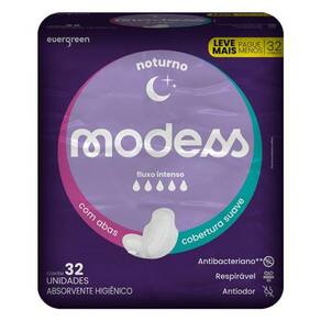 Absorvente Modess Noturno Suave Com Abas Leve Mais Pague Menos 32 unidades