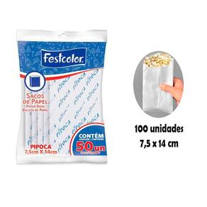 Sacos De Papel Para Pipoca 100Un - 2 Pacotes 7,5X14Cm