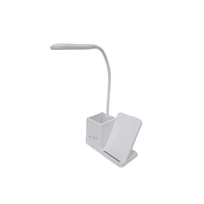 Luminária de Mesa Flexível Led Porta Caneta com Carregamento Sem Fio Branco