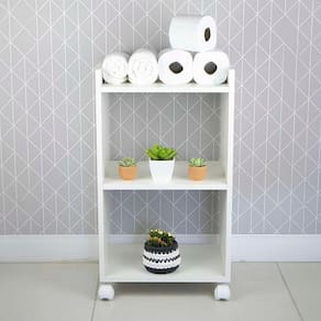 Nicho Organizador Móvel Multiuso Branco para BanheirocomRodízio40cm