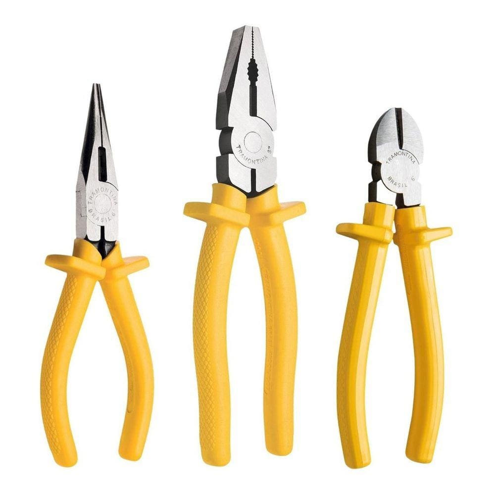 Kit Ferramentas Tramontina Alicate 03 Peças Cabo Amarelo