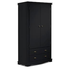 Guarda Roupa Solteiro 2 Portas e 2 Gavetas Manchester 2054 Linz Móveis - Preto