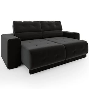 Sofá Mamflex Retrátil e Reclinável Taurus 3 Lugares 3080 em tecido Veludo Preto