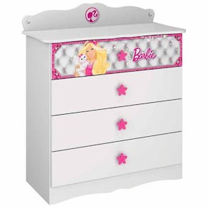 Cômoda Barbie Disney Star 4 Gavetas Branco - Pura Magia