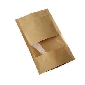 Saco 20x30 Kraft Fecho Zip Visor Stand Up Pouch 50 Unid