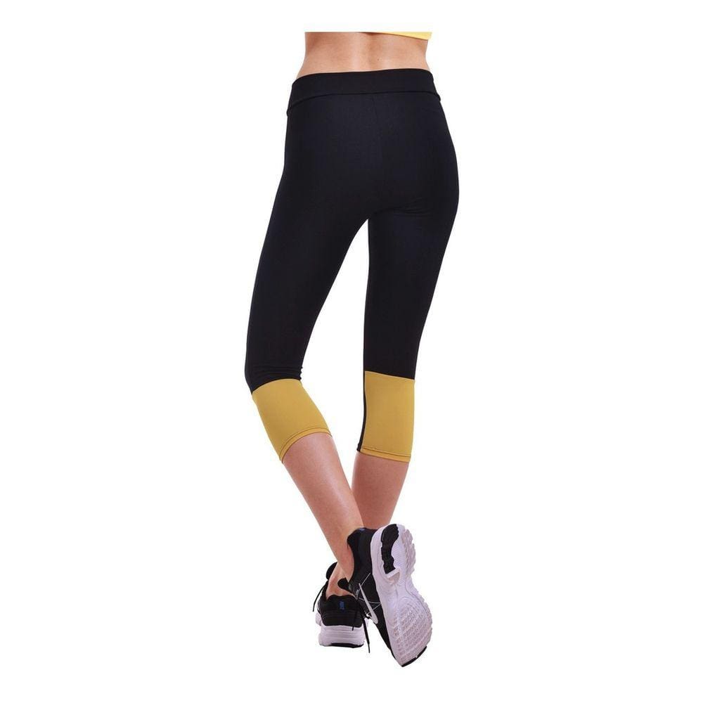 Calça Legging Capri Fitness em Power Suplex Detalhe Amarelo