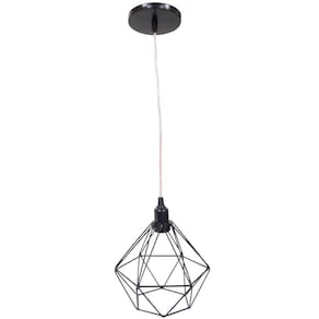 Pendente Aramado Diamante Luminária Lustre Luxo P Cabo Cristal Retrô Vintage Agp Ilumini Industrial