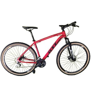 Bicicleta Aro 29 Gti Roma Alumínio 27v Freio a Disco Mecânico Garfo com Suspensão Pneu com Faixa Bege - Vermelho