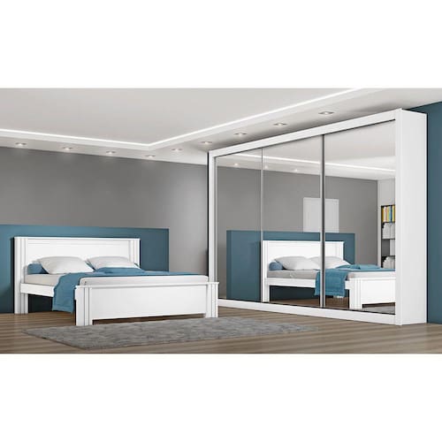 imagem-Roupeiro Toronto 3 Portas Espelhada 100 MDF - Branco