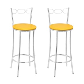 Kit 2 Banquetas Cromadas Bc51-b A105 Cromado/Amarelo