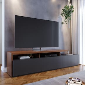 Rack para TV até 70 Polegadas 3 Portas Logan Yescasa Noce Milano/Preto