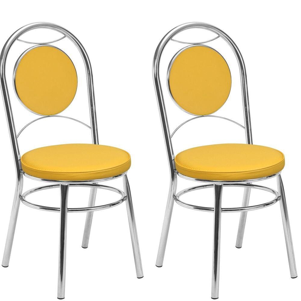 Kit 2 Cadeiras Cromadas CC10 A105 Debrum Cromado/Amarelo