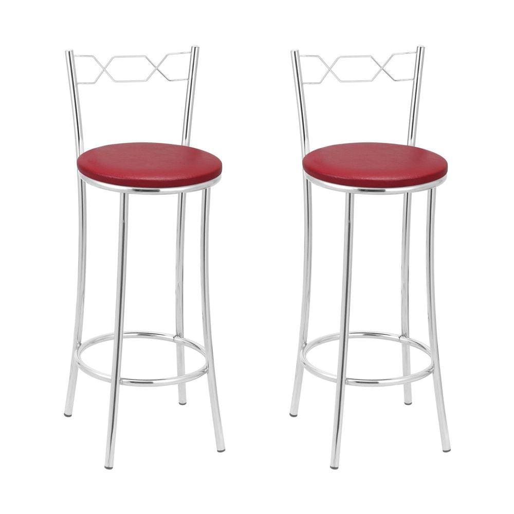 Kit 2 Banquetas Cromadas Bc51-b A107 Cromado/Vermelho