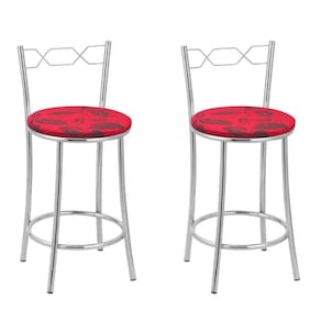 Kit 2 Banquetas Cromadas Bc51-c E502 Cromado/Vermelho
