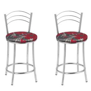 Kit 2 Banquetas Cromadas BC26-C E509 Cromado/Vermelho