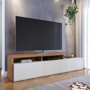 Rack para TV até 70 Polegadas 3 Portas Logan Yescasa Freijó/Off White Matte