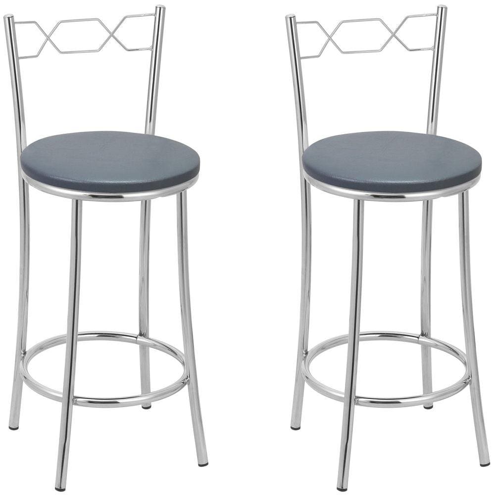 Kit 2 Banquetas Cromadas Bc51-c A144 Cromado/Cinza