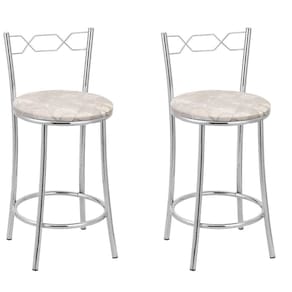 Kit 2 Banquetas Cromadas Bc51-c E503 Cromado/Bege
