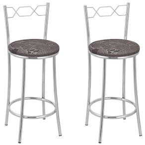 Kit 2 Banquetas Cromadas Bc51-c B206 Cromado/Marrom