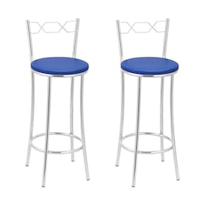 Kit 2 Banquetas Cromadas Bc51-b A103 Cromado/Azul