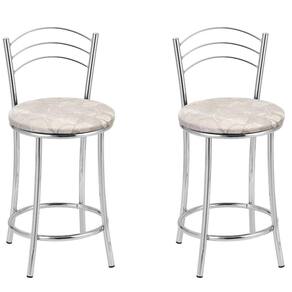 Kit 2 Banquetas Cromadas BC26-C E503 Cromado/Bege